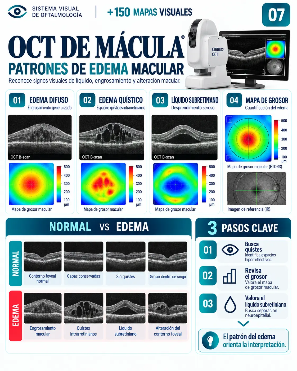 Mapa visual 07: OCT de Mácula — Patrones de edema macular